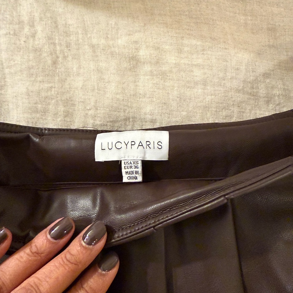 Lucy Paris Brown Leather Skirt